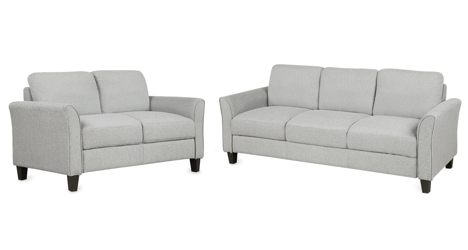 Living Room Furniture Loveseat Sofa and 3-seat  sofa (Light Gray)