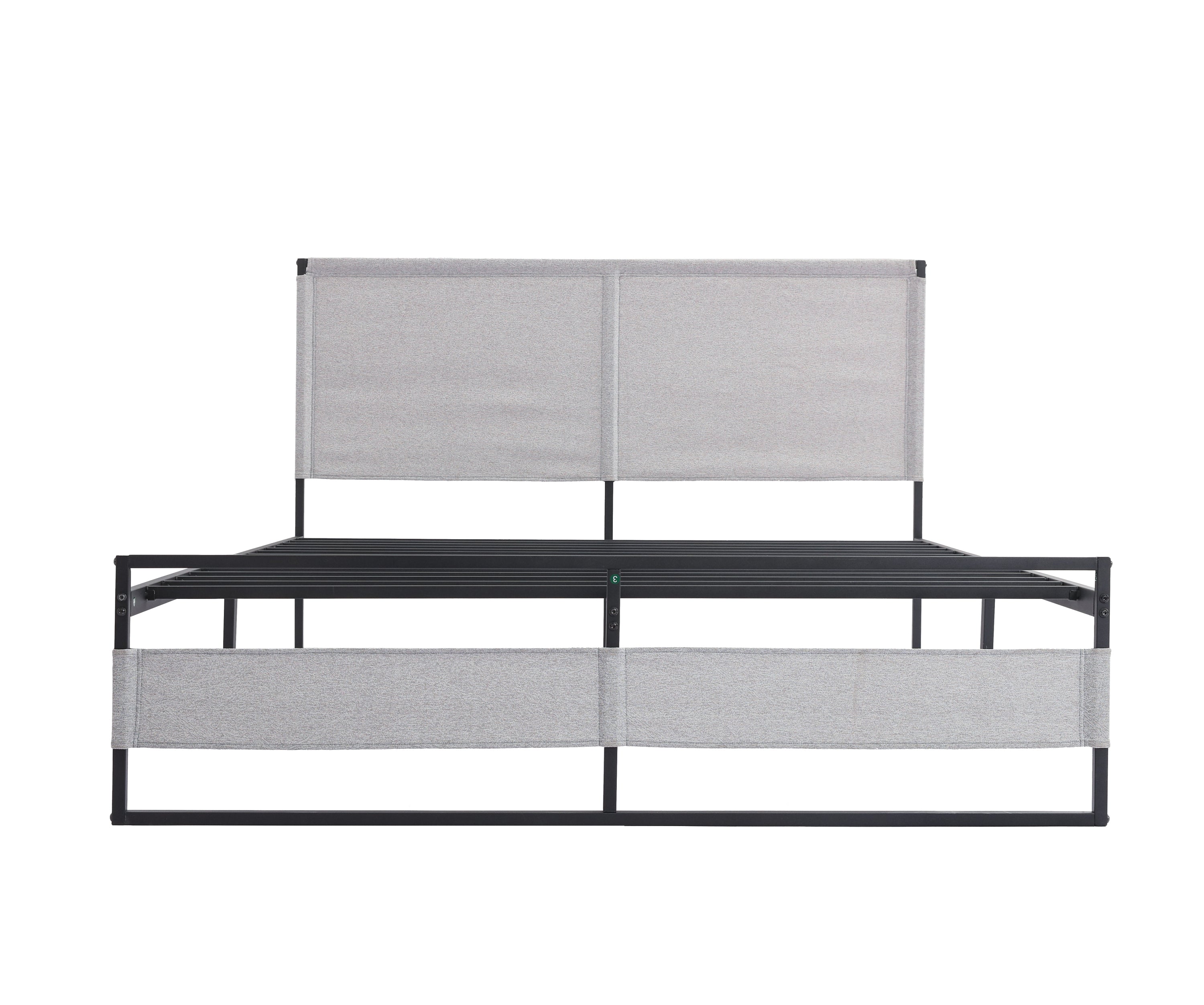 V4 Metal Bed Frame 14 Inch Queen Size with Headboard and Footboard, Mattress Platform with 12 Inch Storage Space