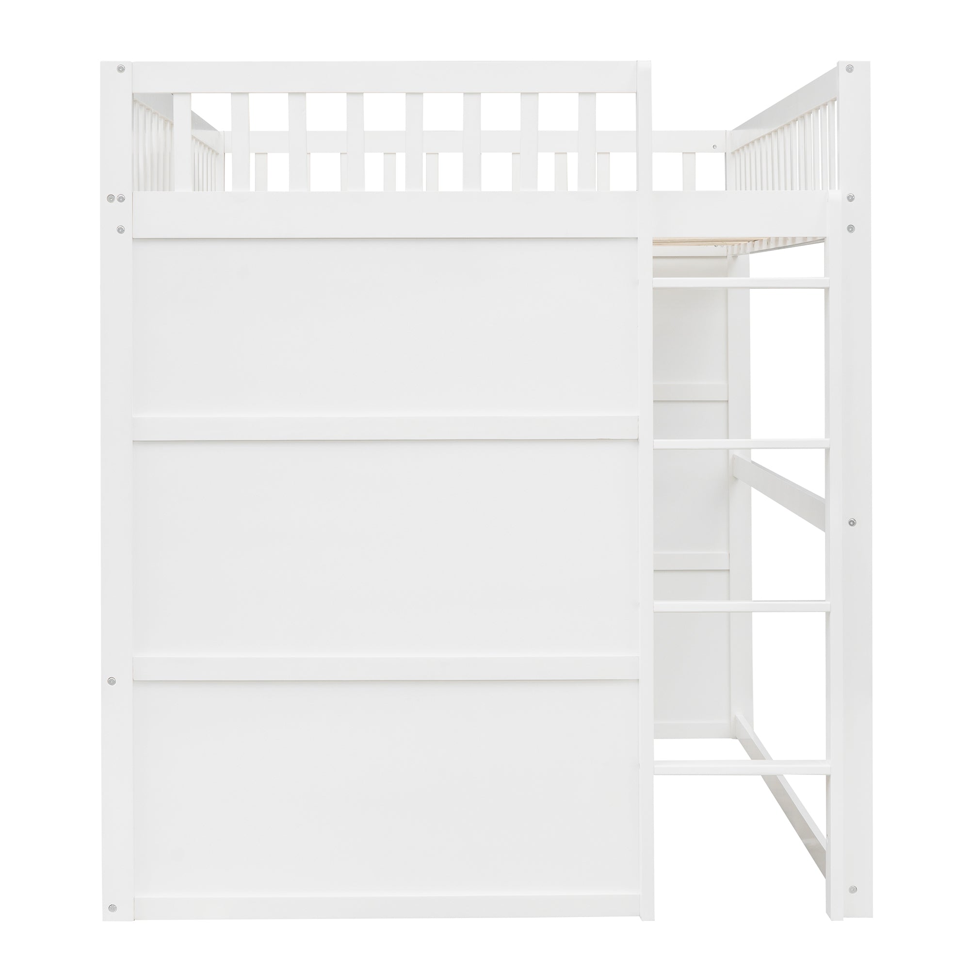 Full Size House Loft Bed With Ladder-White