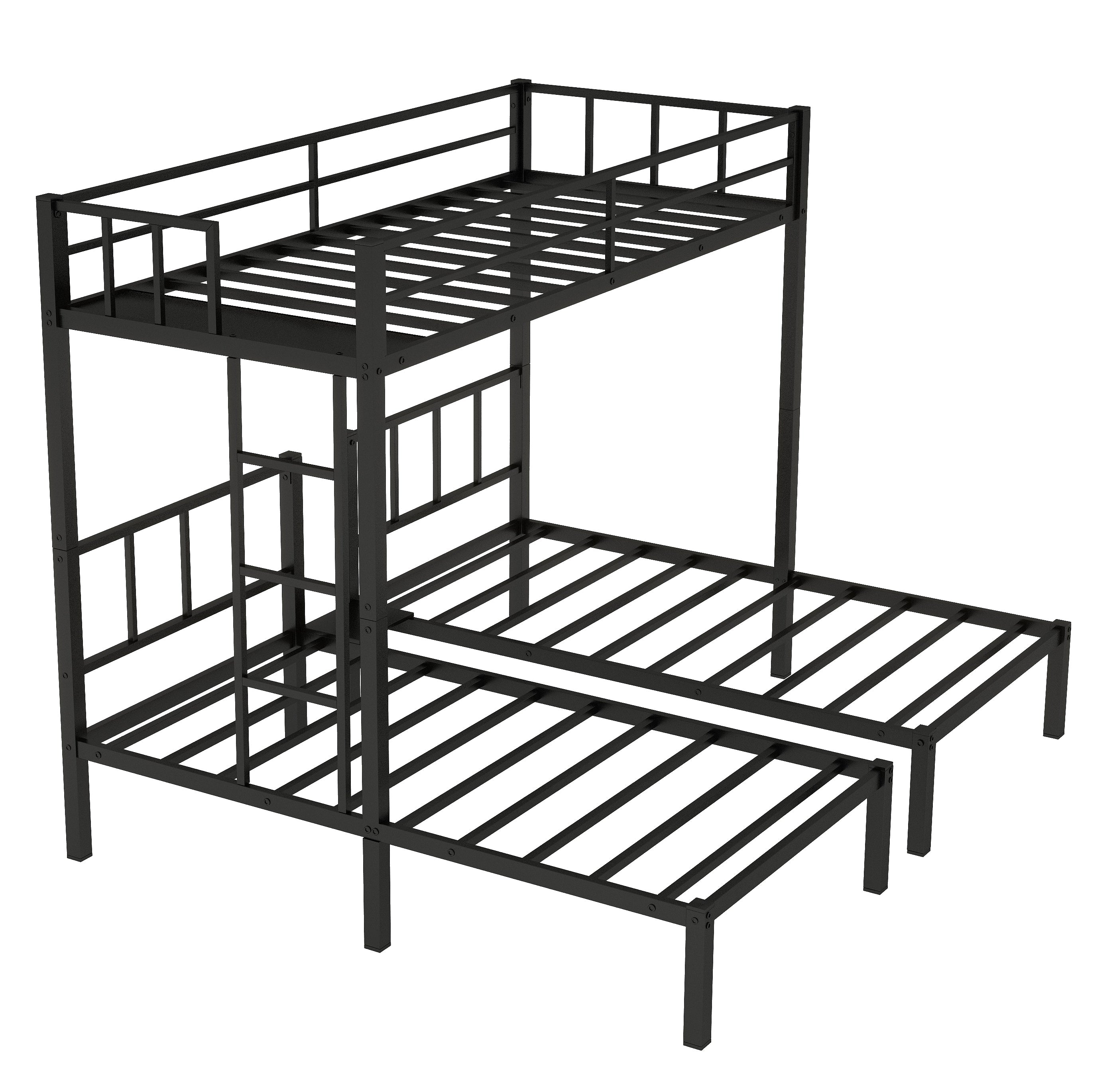 Twin over Twin & Twin Bunk Beds for 3, Twin XL over Twin & Twin Bunk Bed Metal Triple Bunk Bed, Black (Pre-sale date: June 10th)