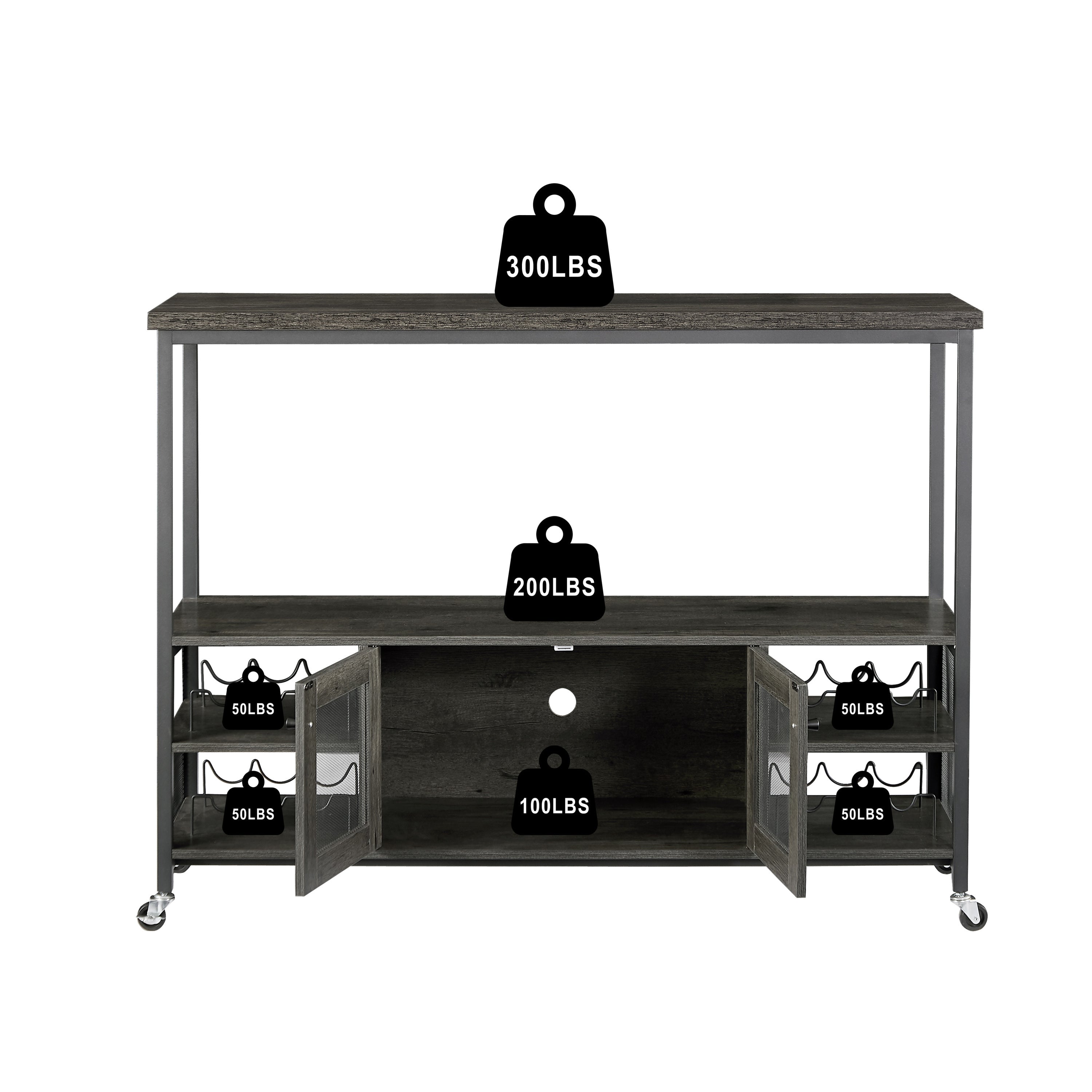 Wine shelf table, modern wine bar cabinet, console table, bar table, TV cabinet, sideboard with storage compartment, can be used in living room, dining room, kitchen, entryway, hallway.Dark Grey.