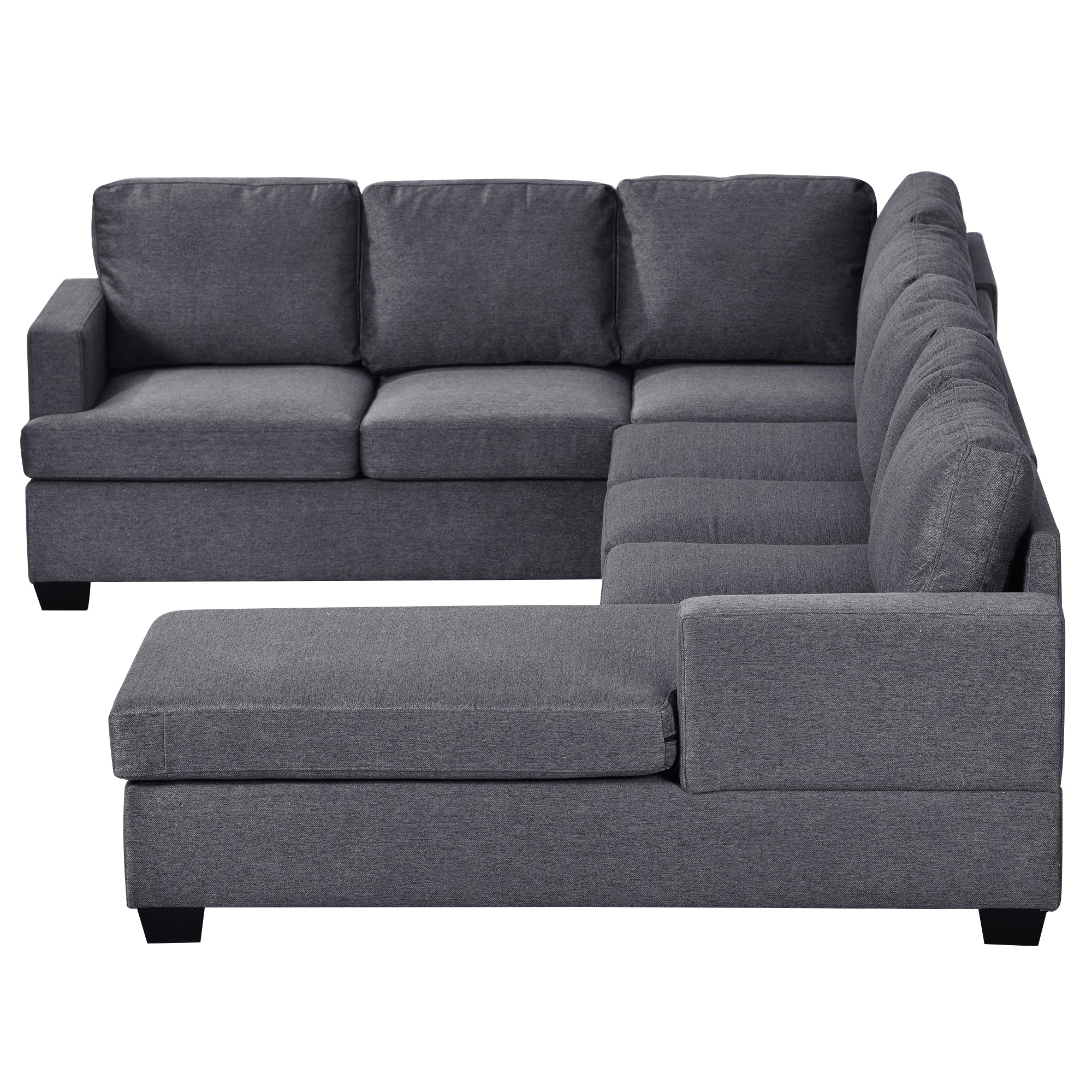 Ustyle Modern Large Upholstered  U-Shape Sectional Sofa, Extra Wide Chaise Lounge Couch,  Grey