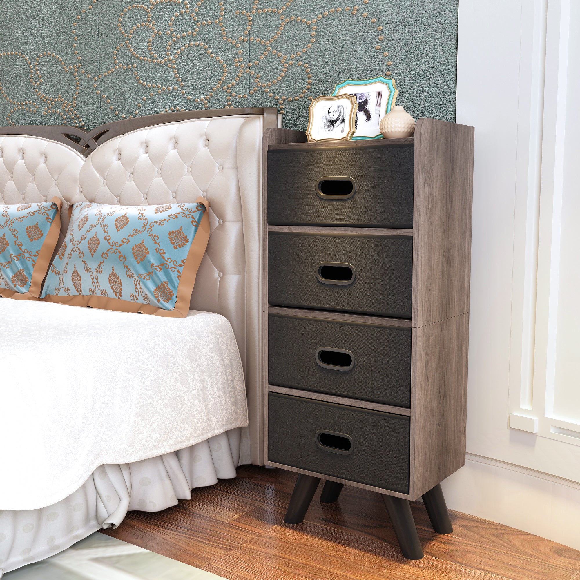 4 Drawer Fabric Dresser Storage Tower 