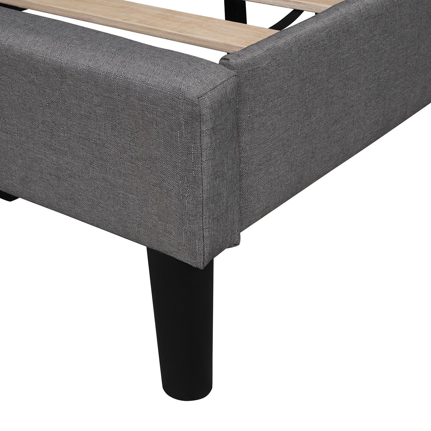 Upholstered Scalloped Linen Platform Bed, Twin Size,  Gray (Previous SKU:WF192432AAE. There is a slight difference in dimension)