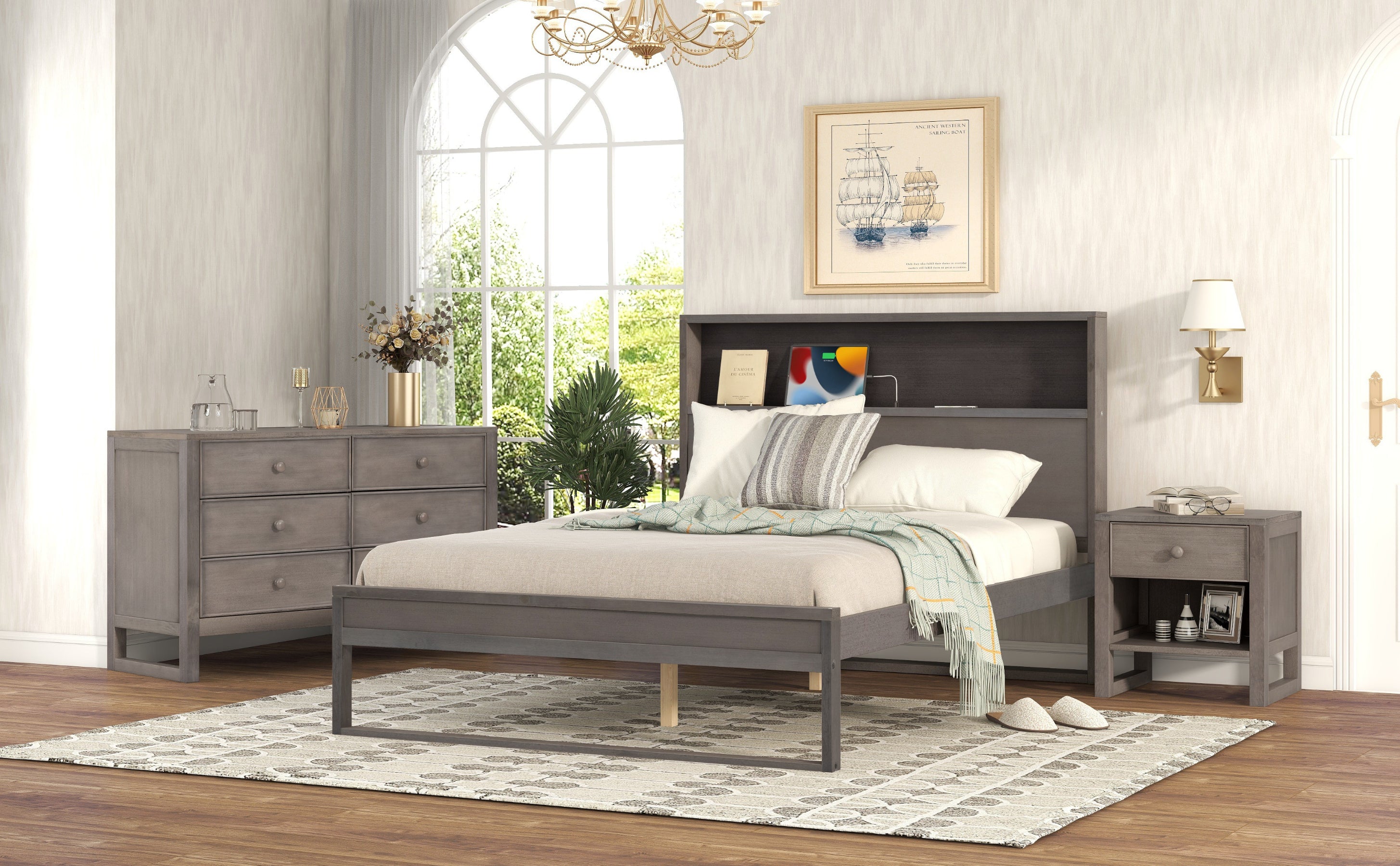 Gray Antique Bed