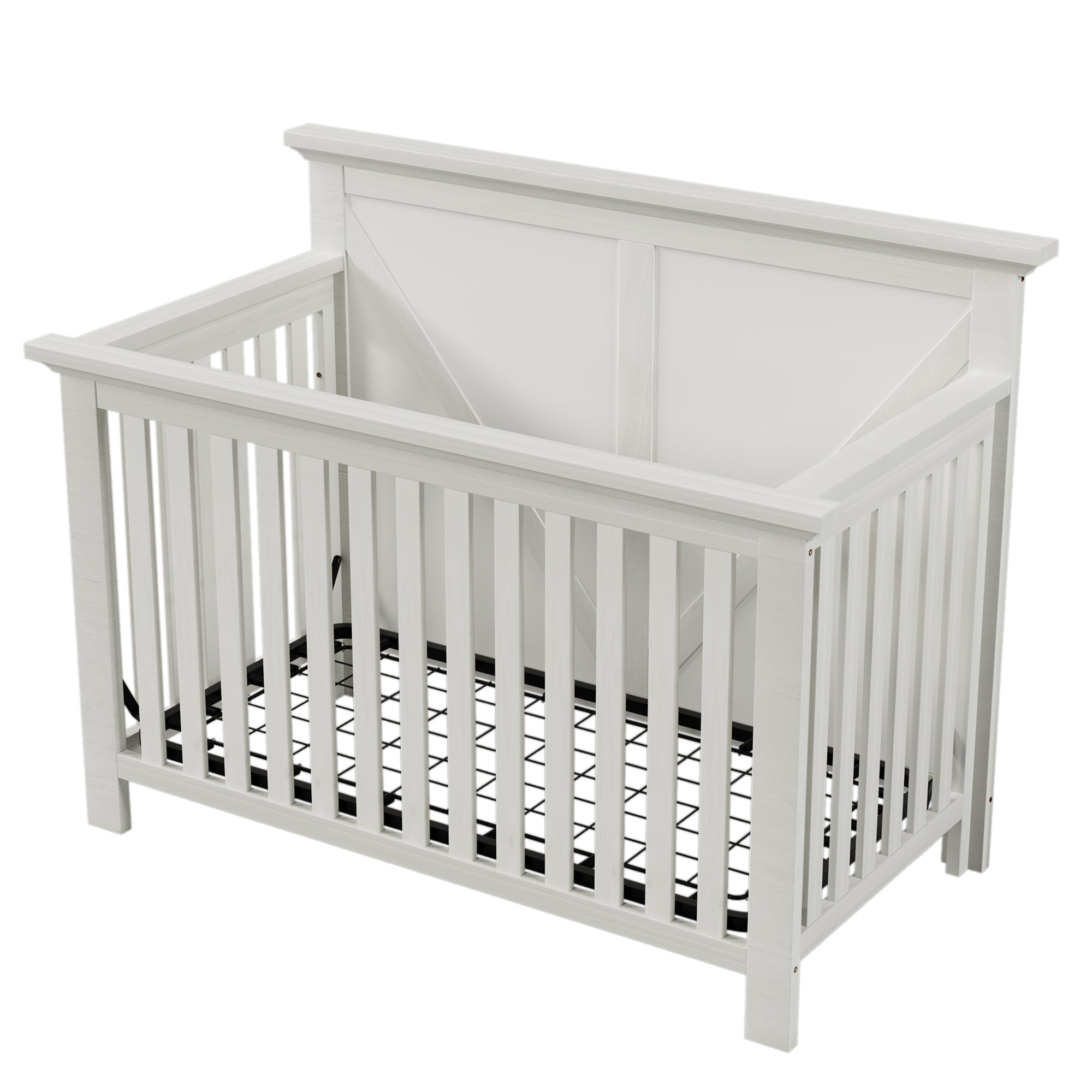 Rustic Farmhouse Style 4-in-1 Convertible Baby Crib - Converts to Toddler Bed, Daybed and Full-Size Bed, White