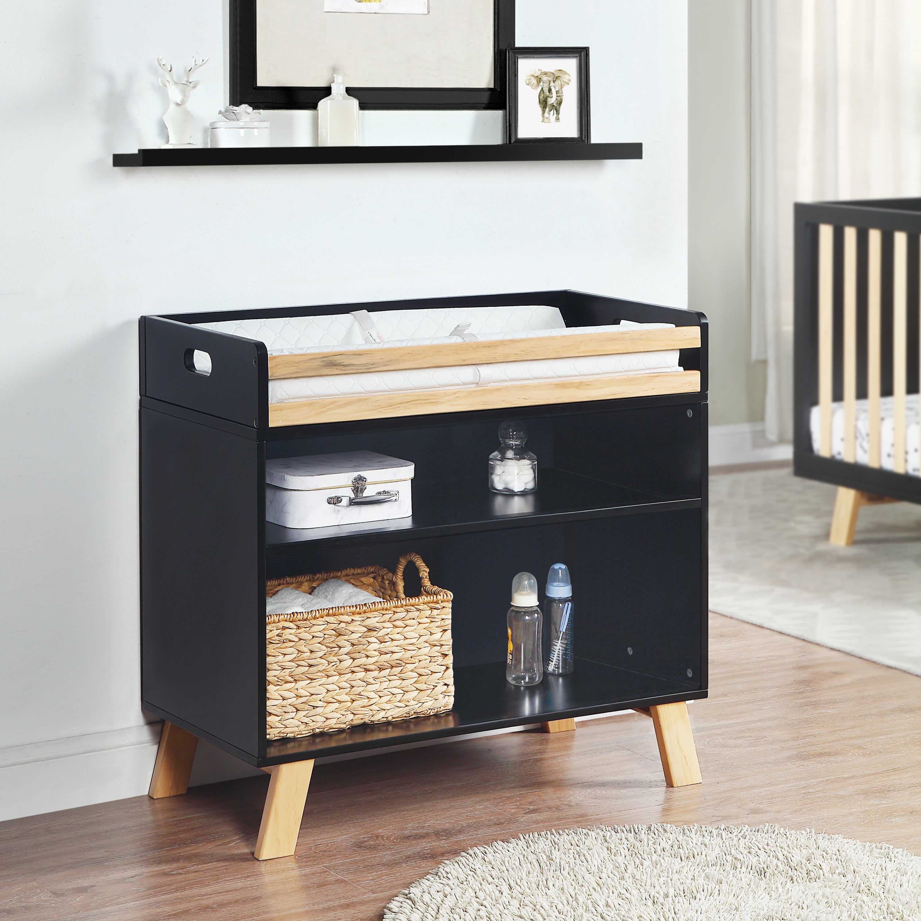 Livia Multi Purpose Changing Table Black/Natural