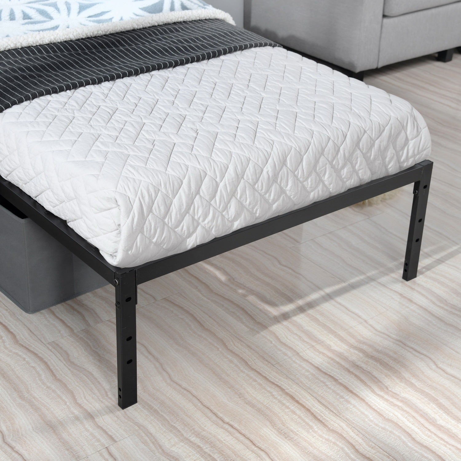 Metal Bed Frame Twin Size Single Platform Mattress Base,Metal Tube(twinsize, black) No Box Spring Needed