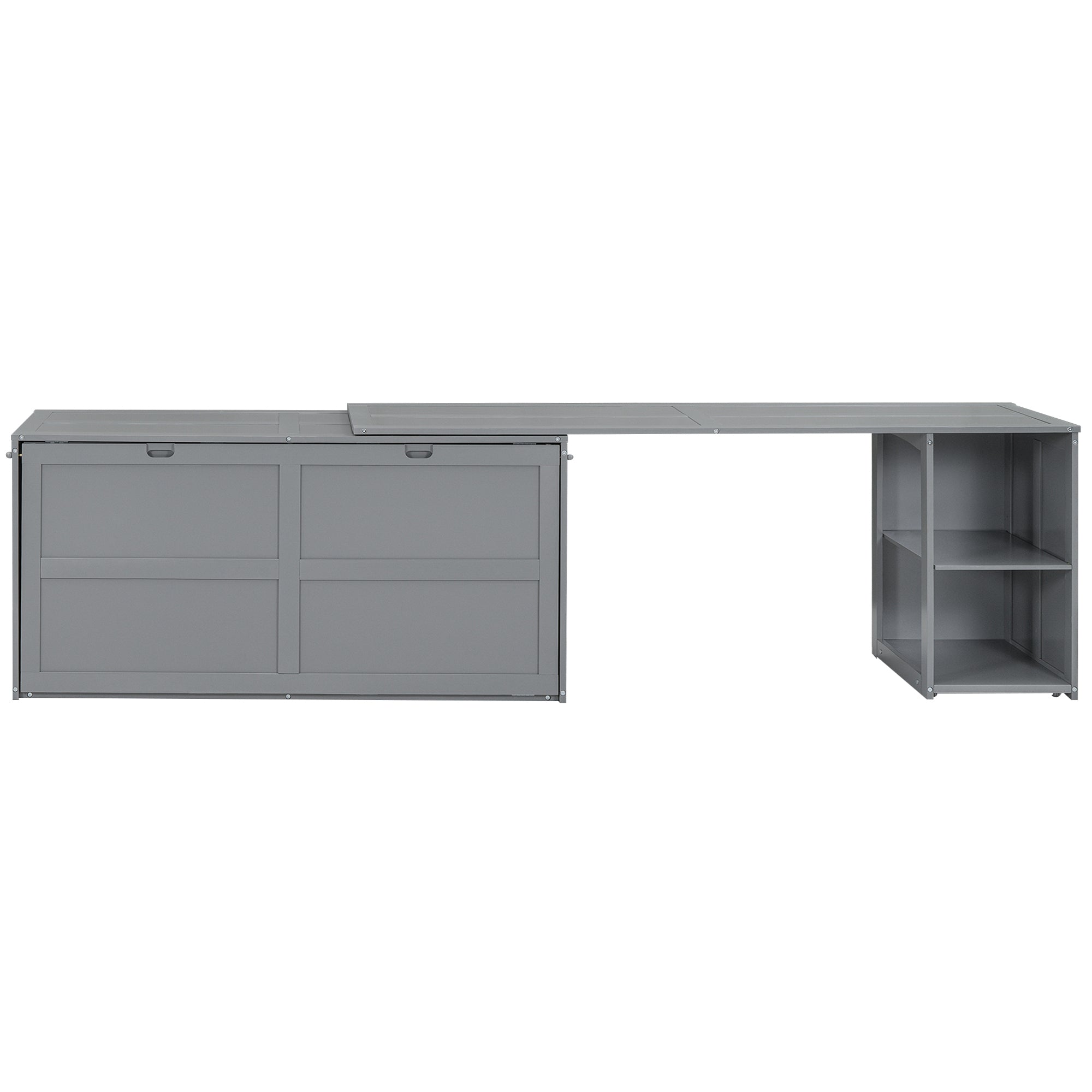 Queen Size Murphy Bed with Rotable Desk, Gray