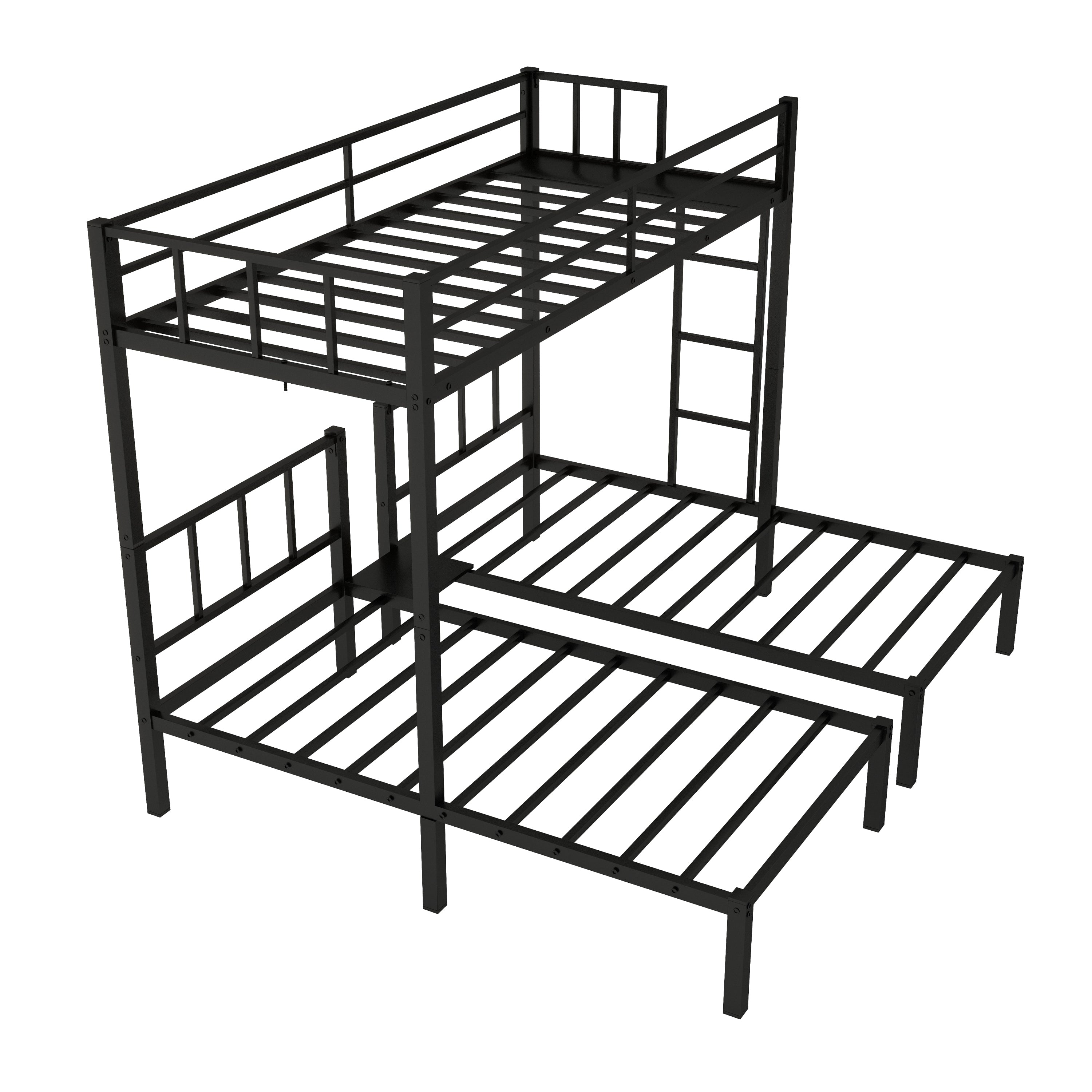 Twin over Twin & Twin Bunk Beds for 3, Twin XL over Twin & Twin Bunk Bed Metal Triple Bunk Bed, Black (Pre-sale date: June 10th)