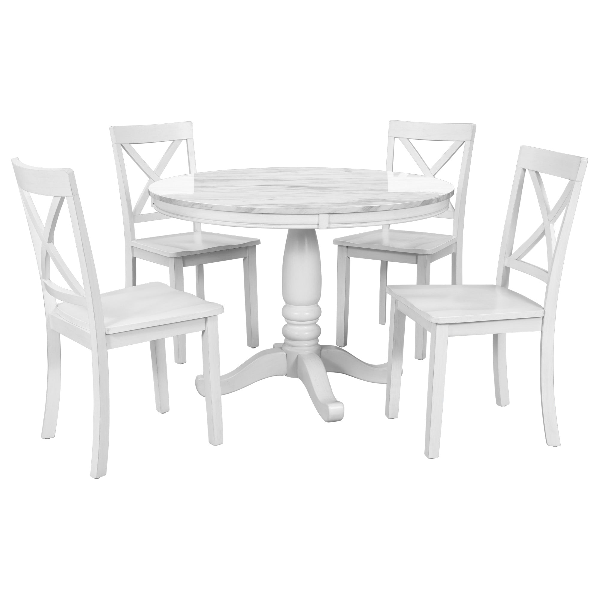 Orisfur. 5 Pieces Dining Table and Chairs Set for 4 Persons, Kitchen Room Solid Wood Table with 4 Chairs