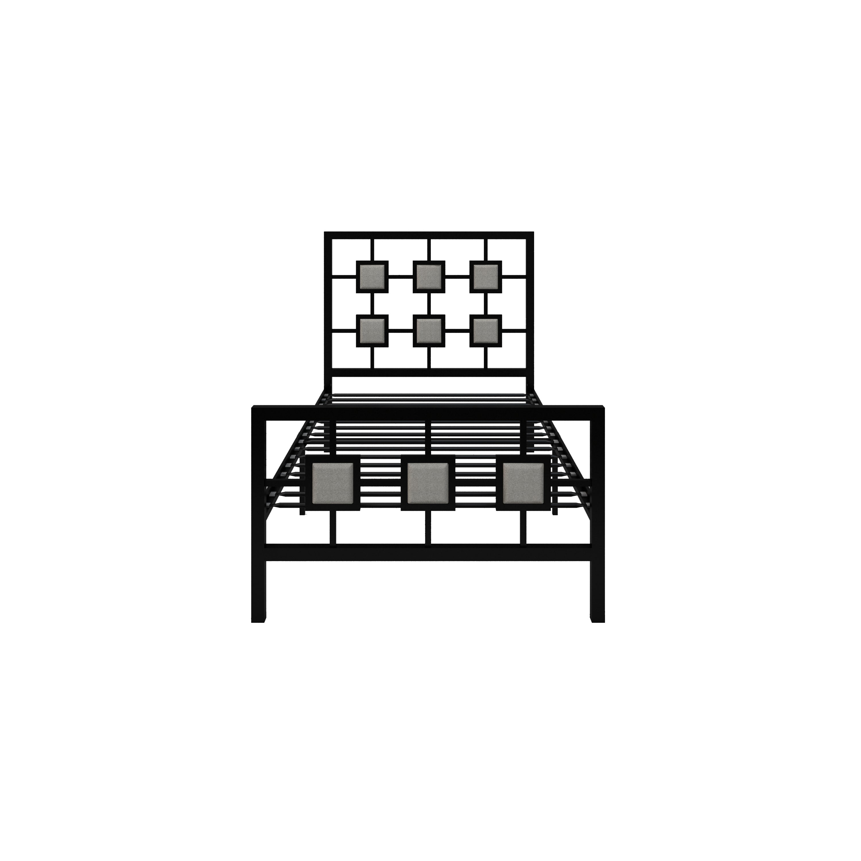 Metal Bed Frame Twin  Size Platform No Box Spring Needed with Square design Headboard and Footboard