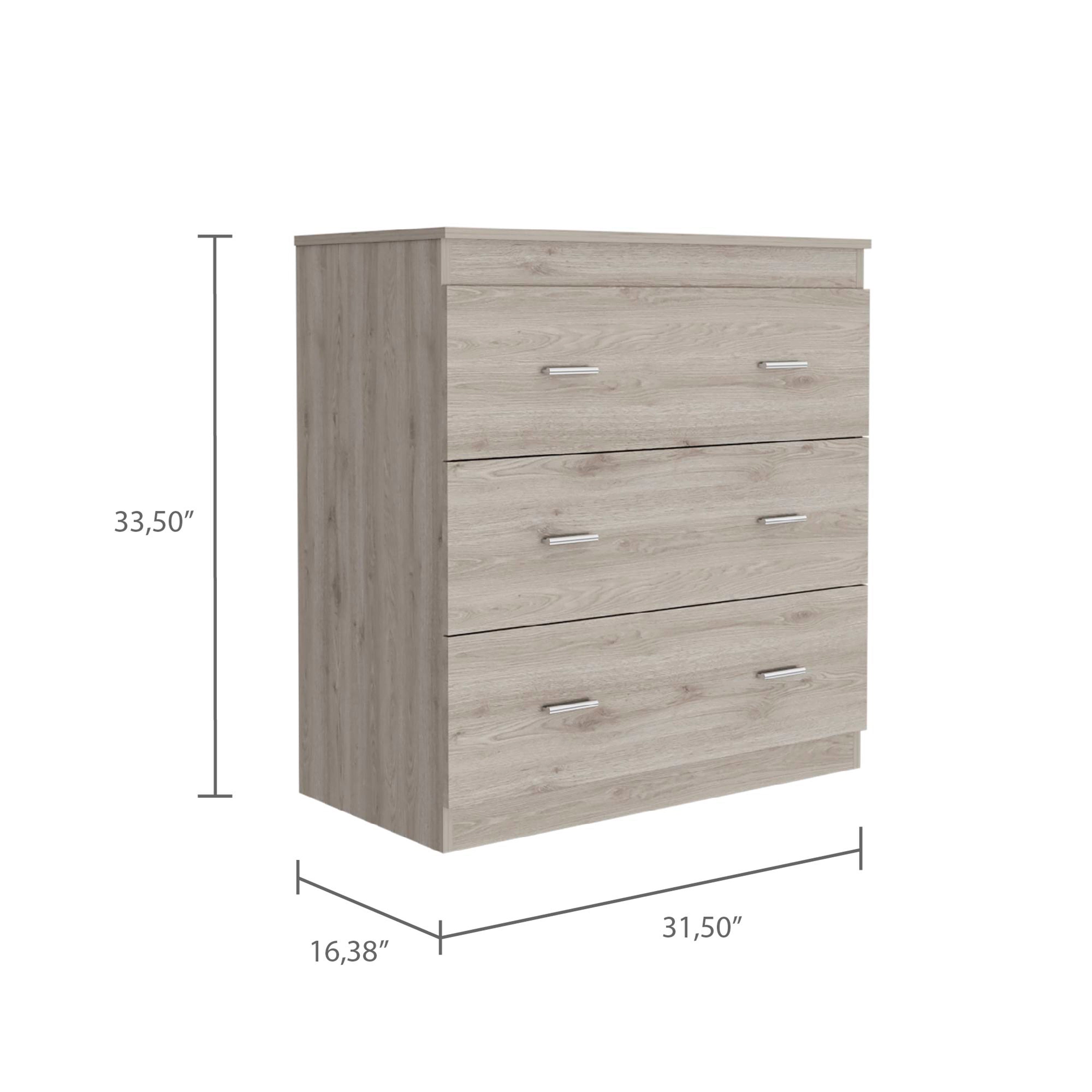 Calvetta 3-Drawer Dresser Light Grey