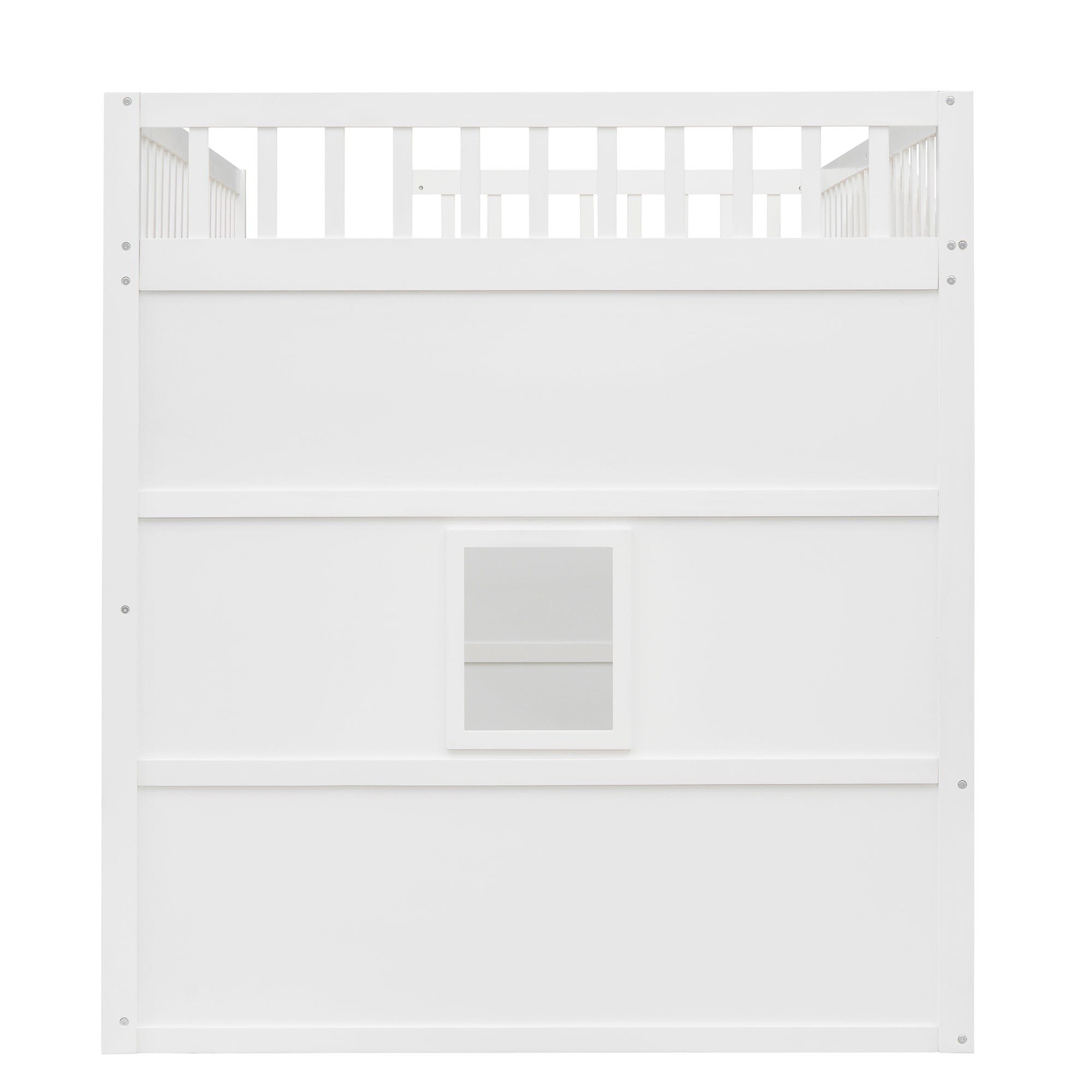 Full Size House Loft Bed With Ladder-White