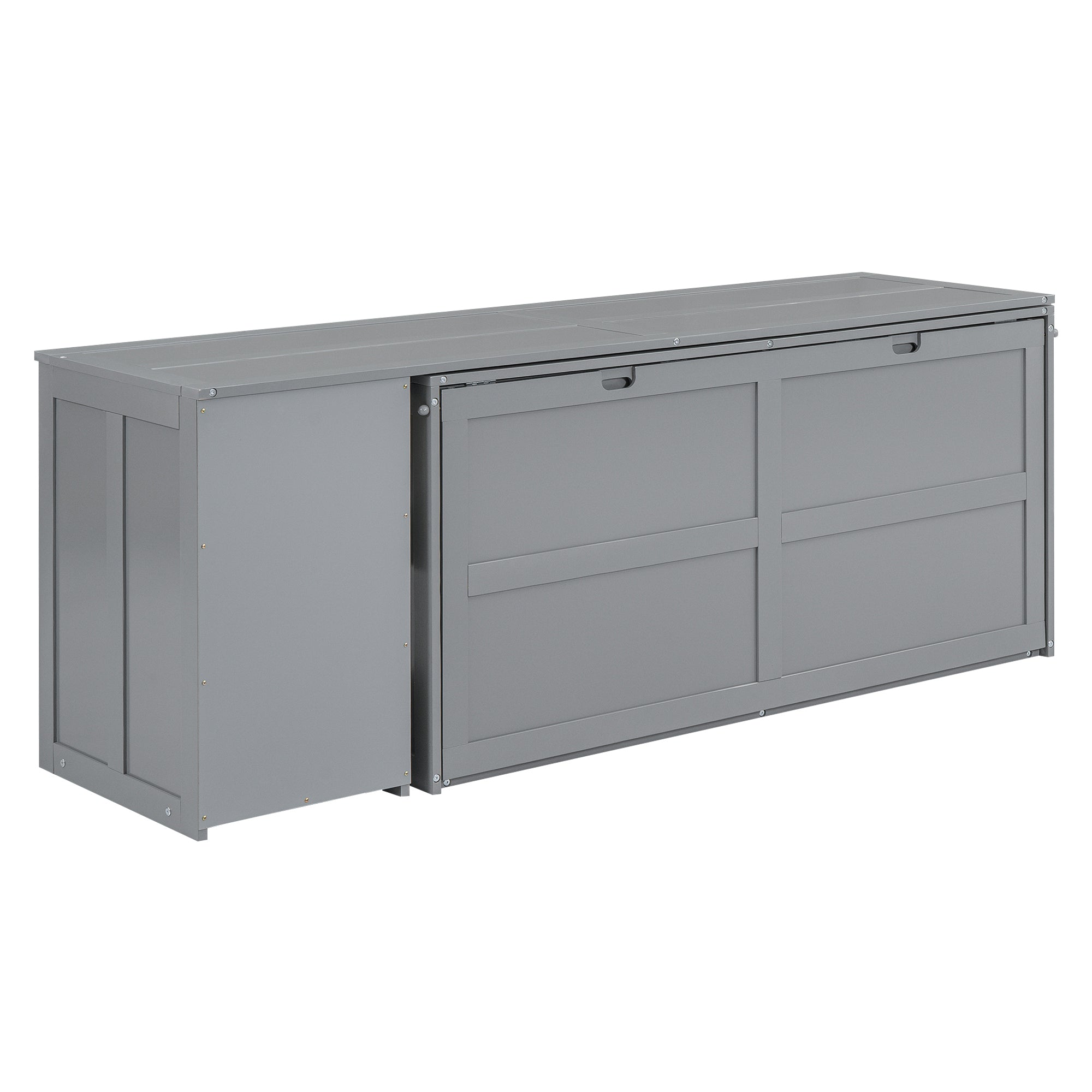 Queen Size Murphy Bed with Rotable Desk, Gray