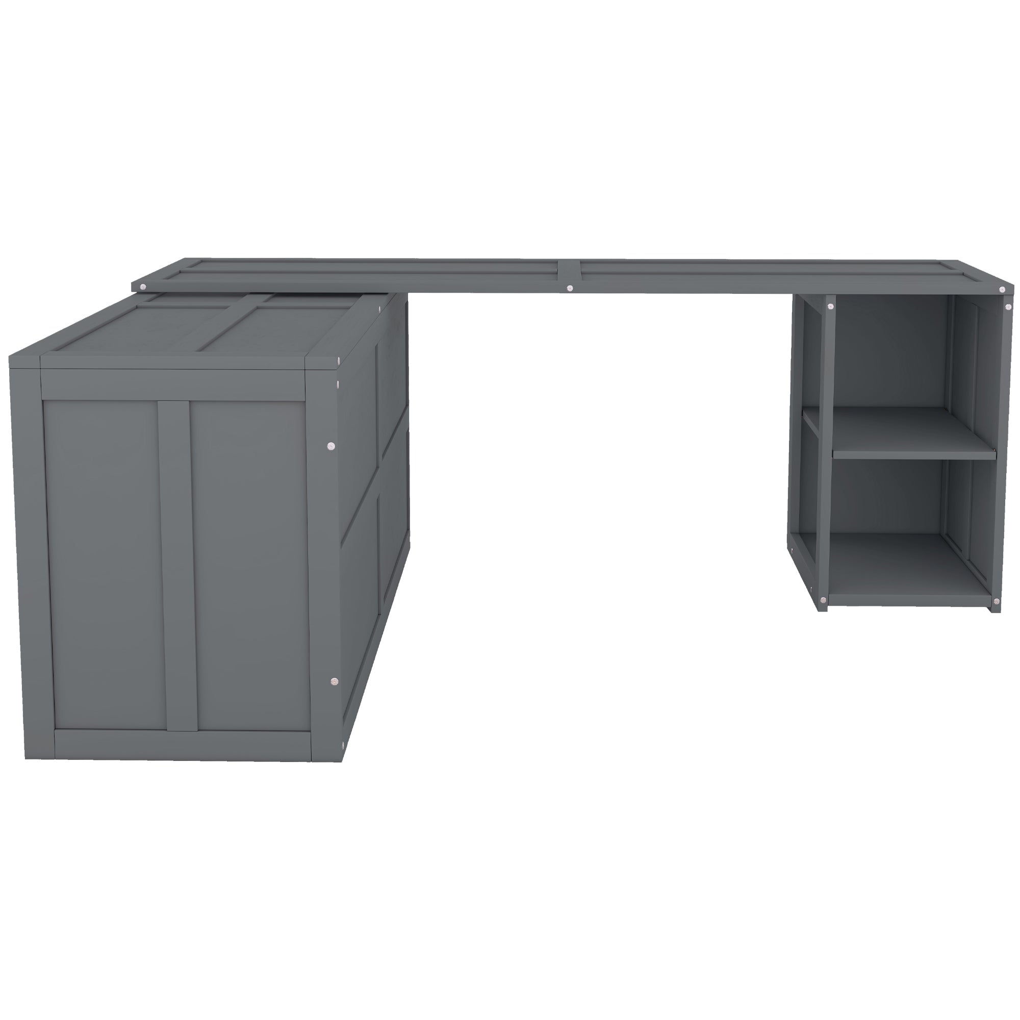 Queen Size Murphy Bed with Rotable Desk, Gray