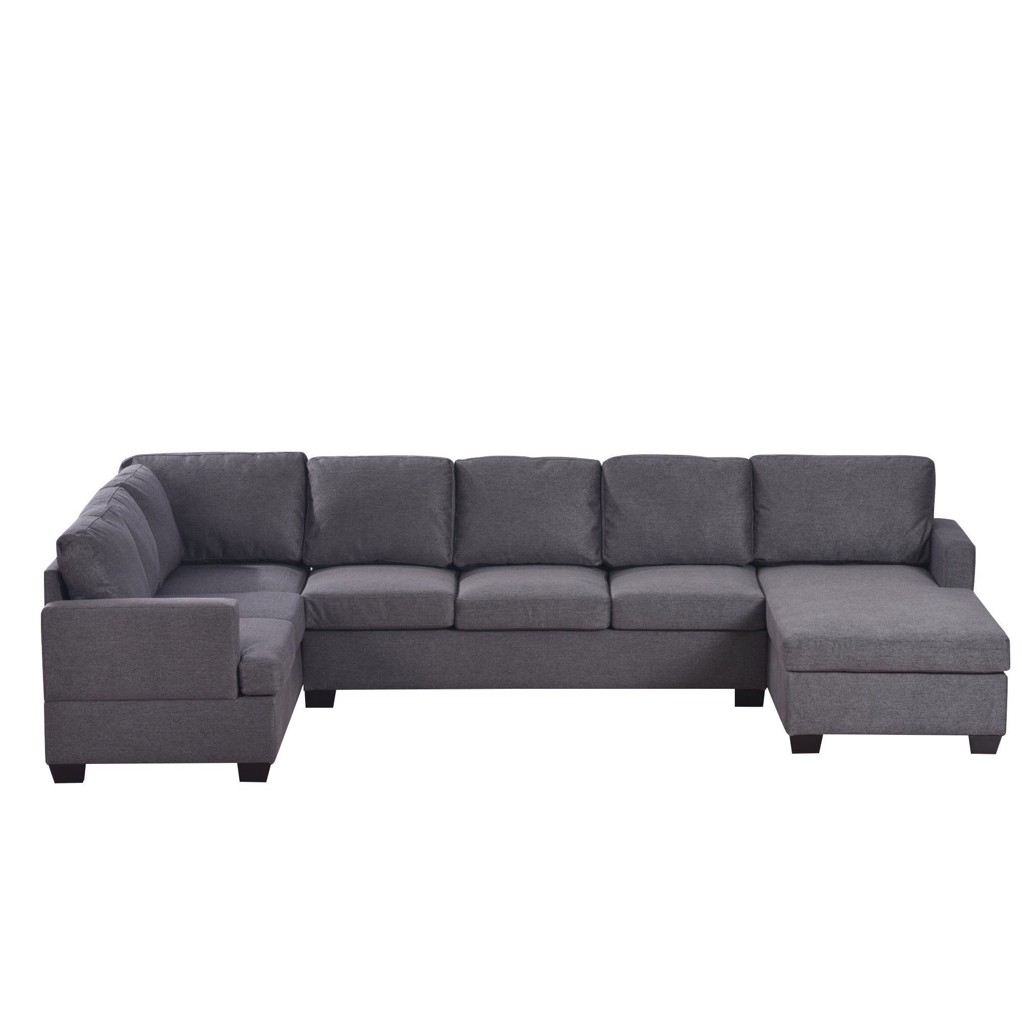 Ustyle Modern Large Upholstered  U-Shape Sectional Sofa, Extra Wide Chaise Lounge Couch,  Grey