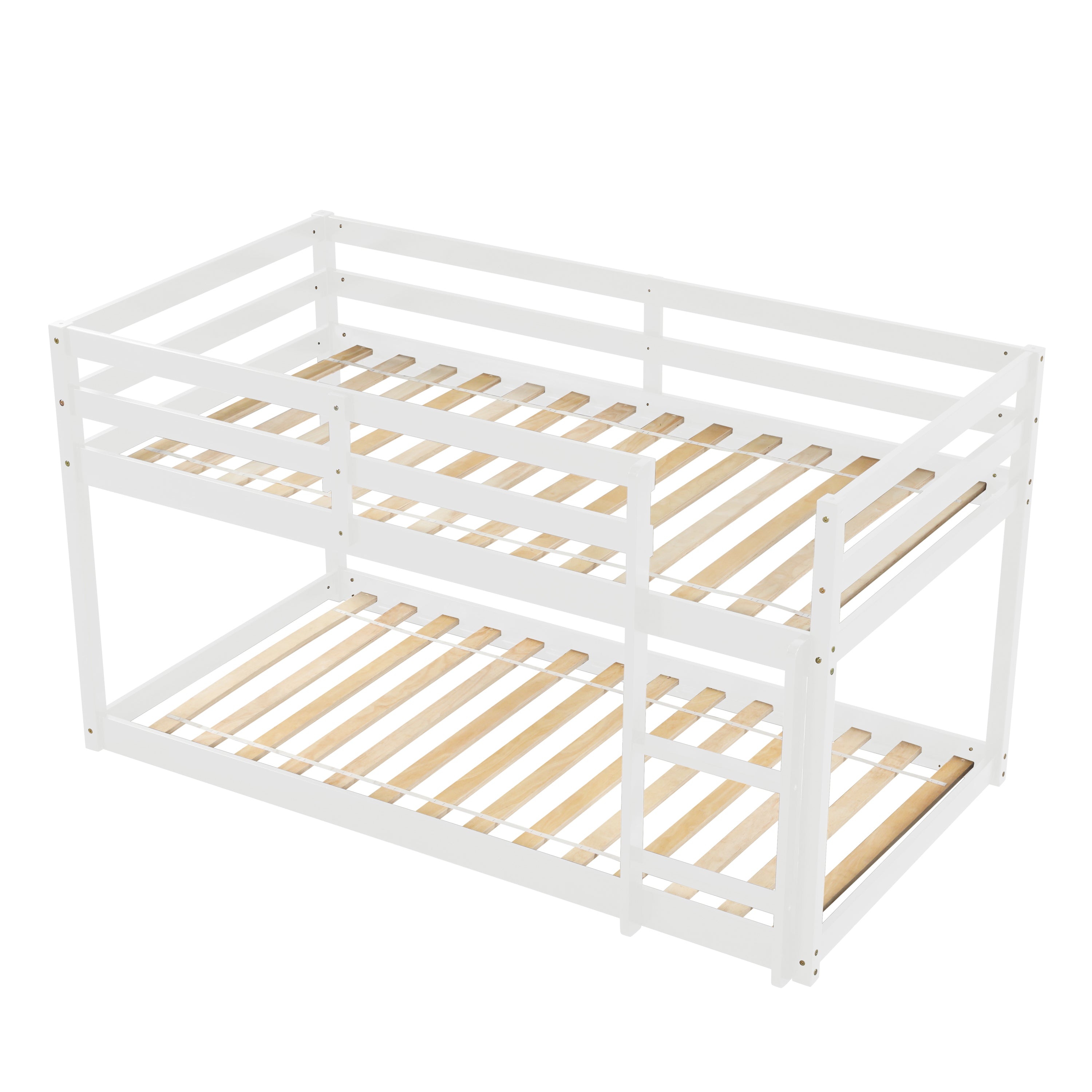 Twin over Twin Floor Bunk Bed, White(Old Sku:W50430320)