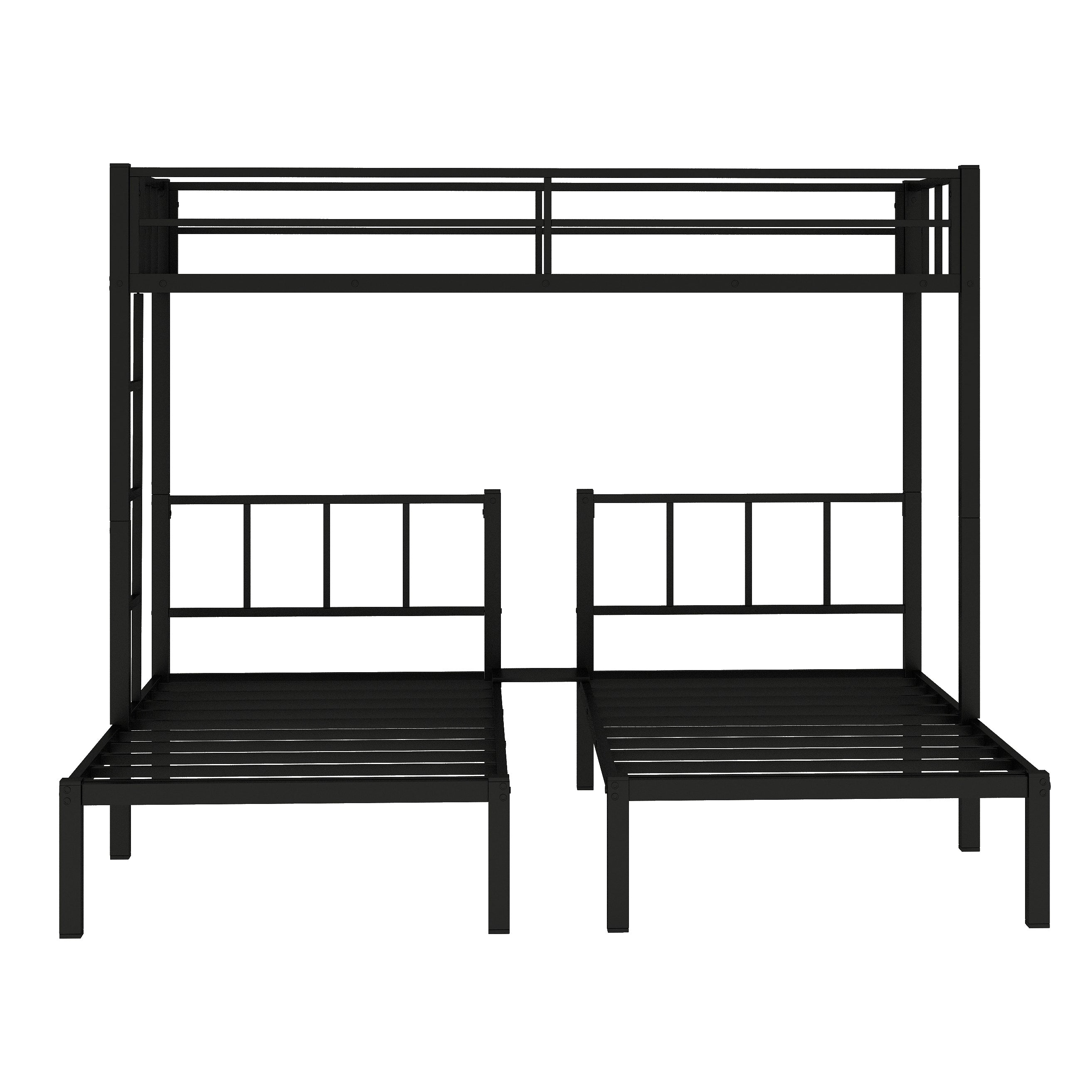 Twin over Twin & Twin Bunk Beds for 3, Twin XL over Twin & Twin Bunk Bed Metal Triple Bunk Bed, Black (Pre-sale date: June 10th)